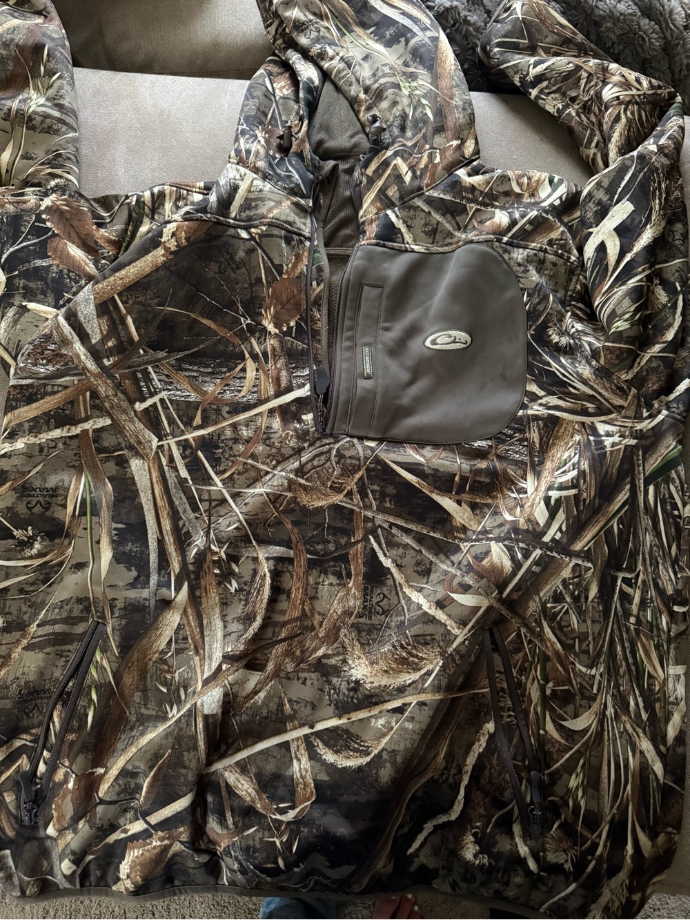 Men's Camouflage Hooded Pullover Jacket - Brown/Green